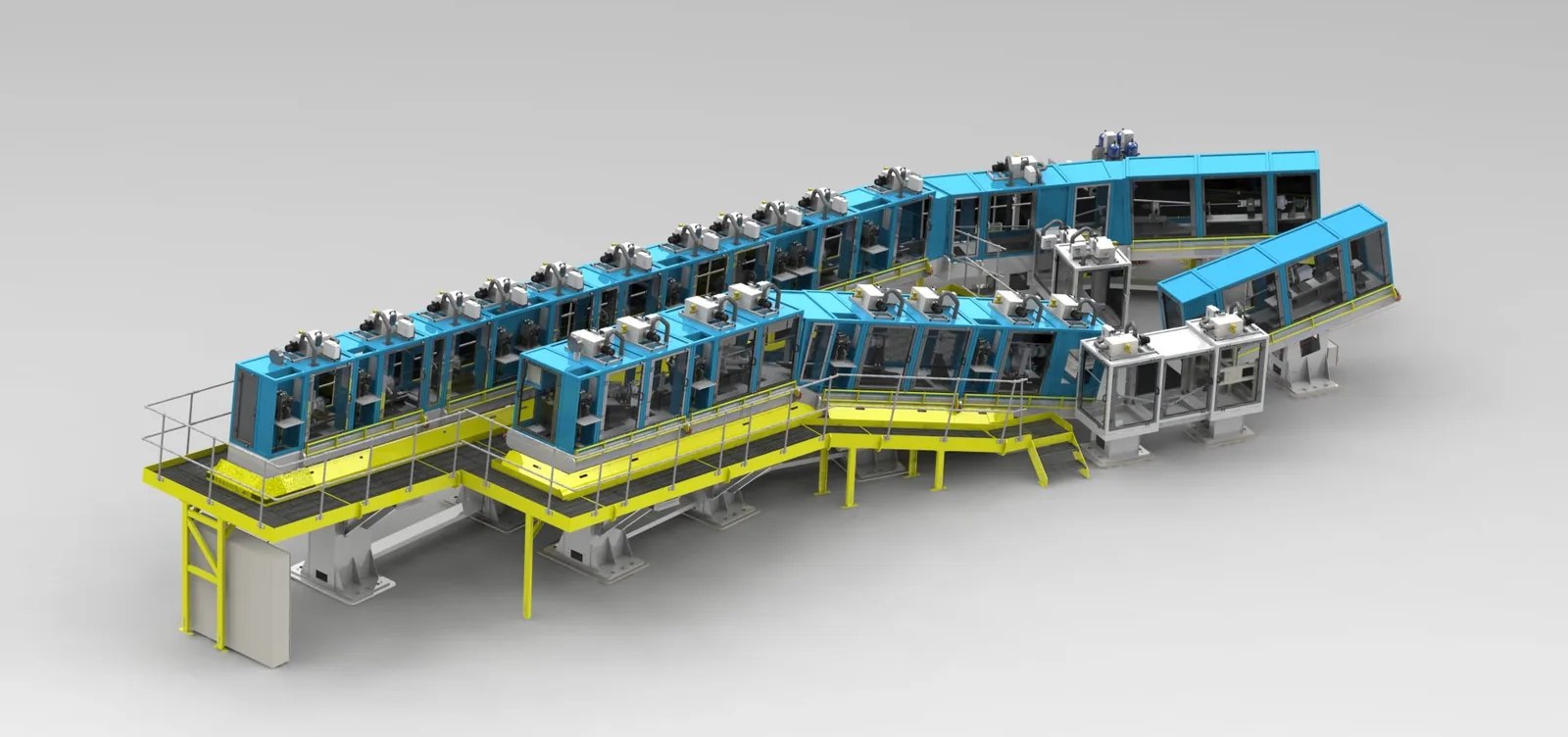 Aircraft high-lift flap and slat system test rig — full assembly render