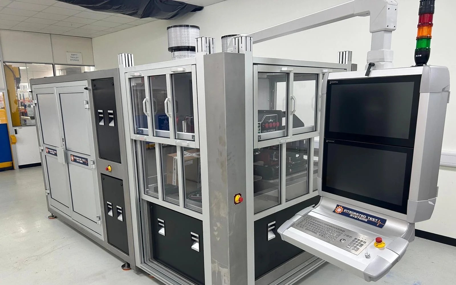 Automated ATE production acceptance test rig with Integrated Test Systems operator console
